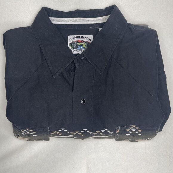 Cumberland Outfitters Western Black Pearl Snap Shirt Size XXLT Aztec - Picture 7 of 7